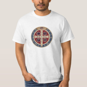 White T-Shirt with the Medal of St. Benedict