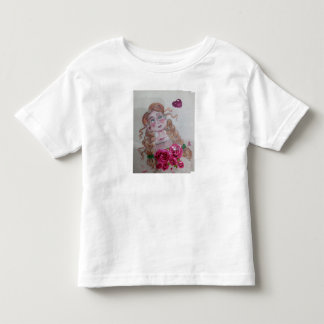 white t-shrit half sleves with gril lots of flower toddler t-shirt