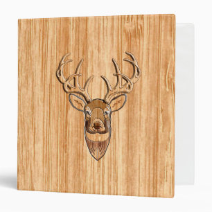 White Tail Buck Deer Head Wood Grain Style Binder