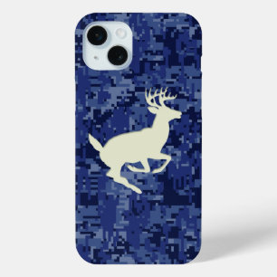 White Tail Buck on Navy Digital Camo Background iPhone 15 Mini Case