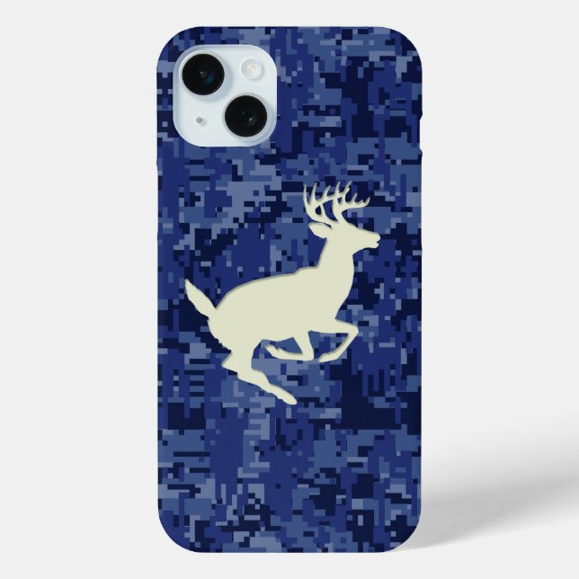 White Tail Buck on Navy Digital Camo Background Case-Mate iPhone Case (Back)