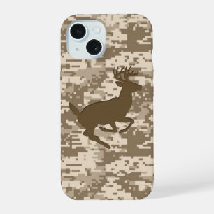 White Tail Buck on Urban Desert Digital Camo iPhone 15 Case
