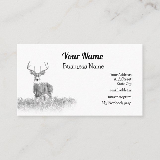 White Tail Deer Business Card, Customizable Business Card (Front)