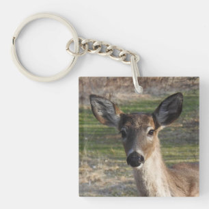 White Tail Deer Close Up Keychain