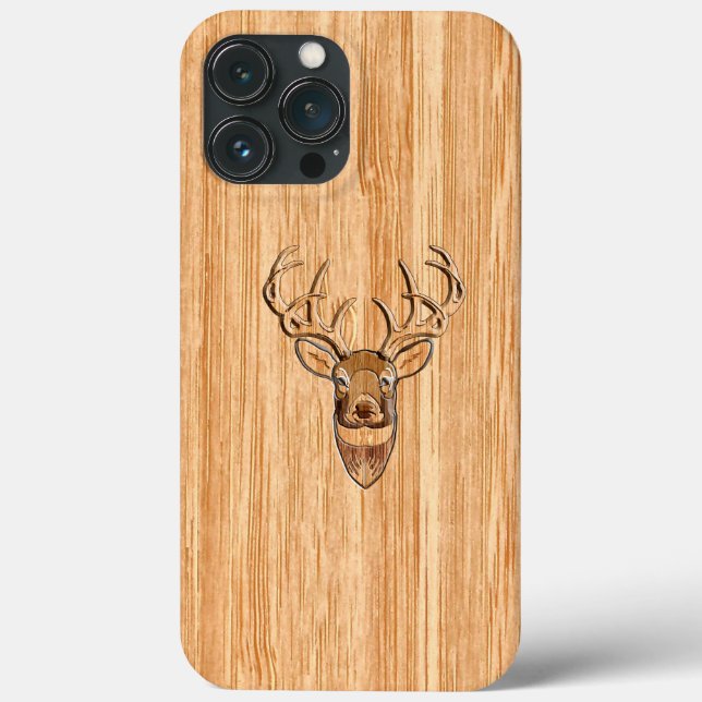 White Tail Deer Head Blonde Wood Grain Style  Case-Mate iPhone Case (Back)