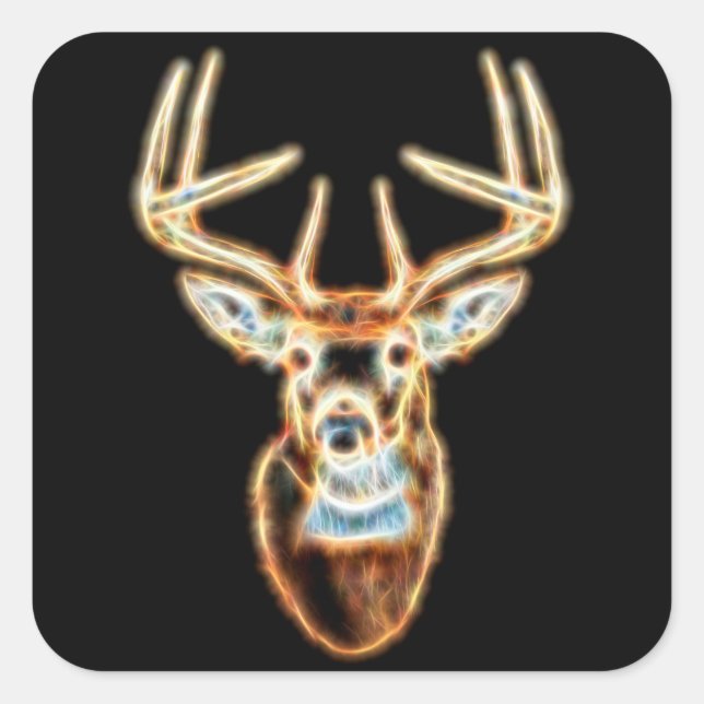 White tail Deer Head Energy Spirit Square Sticker (Front)