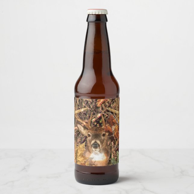 White Tail Deer Head Fall Energy Spirited on a Beer Bottle Label (Front)