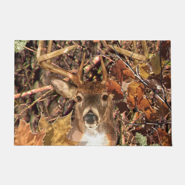 White Tail Deer Head Fall Energy Spirited on a Doormat (Front)