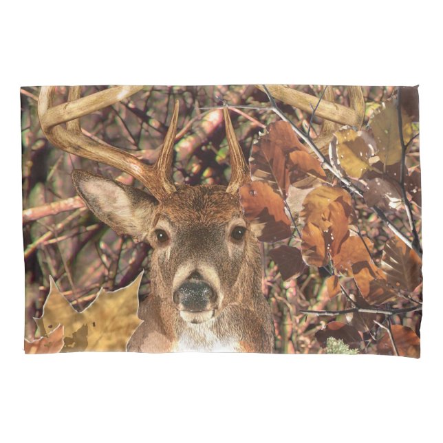 White Tail Deer Head Fall Energy Spirited on a Pillowcase (Front)