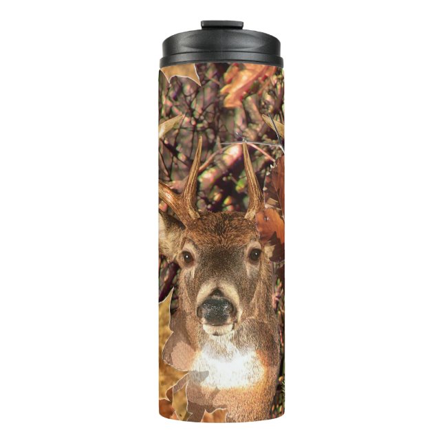 White Tail Deer Head Fall Energy Spirited on a Thermal Tumbler (Front)
