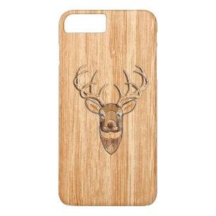 White Tail Deer Head Light Wood Grain Style Case-Mate iPhone Case