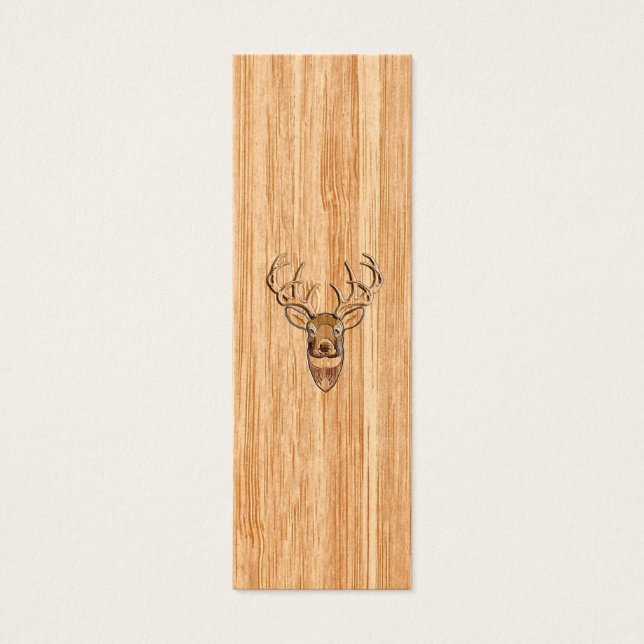 White Tail Deer Head Wood Grain Background (Front)
