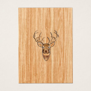 White Tail Deer Head Wood Grain Background
