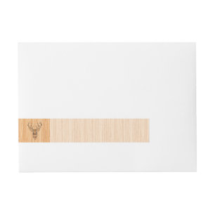White Tail Deer Head Wood Grain Decor Wraparound Address Label