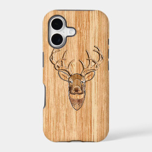 White Tail Deer Head Wood Grain Style Decor