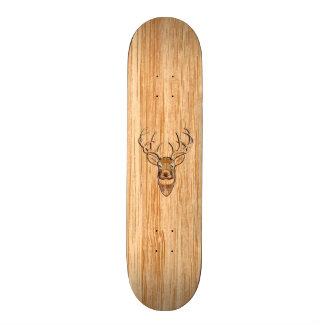 White Tail Deer Head Wood Inlay Grain Style Decor Skateboard