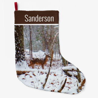 White Tail deer in Snow Large Christmas Stocking
