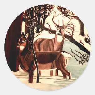 WHITE TAIL DEER IN WINTER stickers