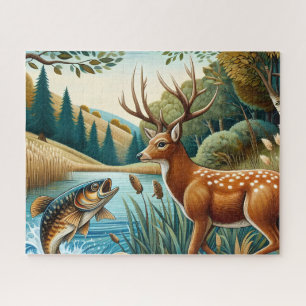 White Tail Deer Landscape Jigsaw Puzzle