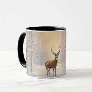 White Tail Deer Snowy Scene 11 oz. Coffee Mug