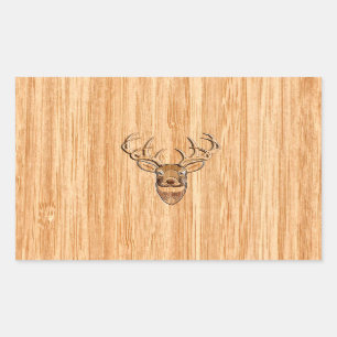 White Tail Deer Wood Grain Style Graphic Sticker