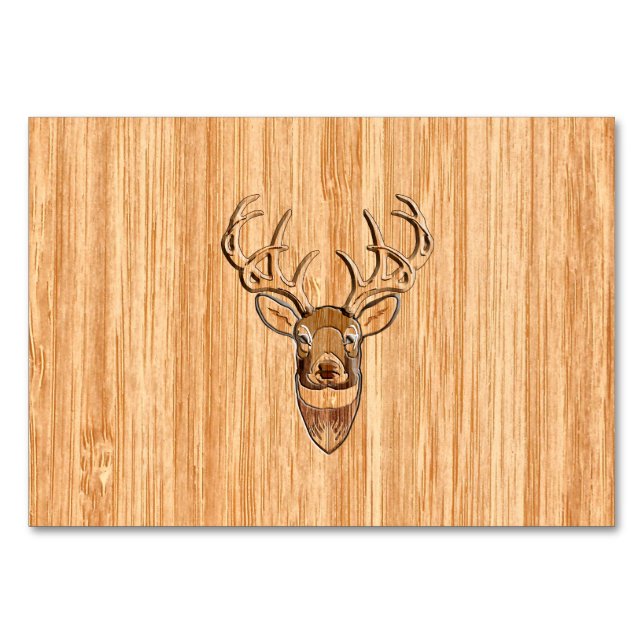 White Tail Deer Wood Grain Style Graphic Table Number (Front)