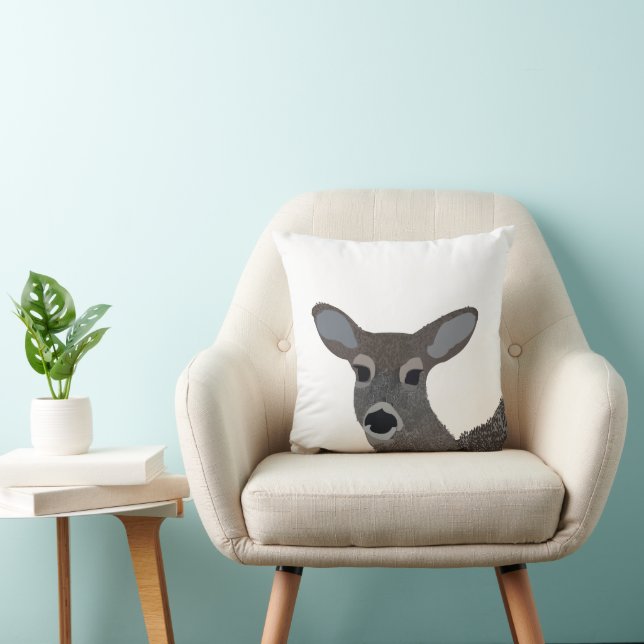 White Tailed Deer Animal Wildlife Throw Pillow (Chair)