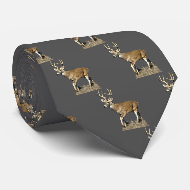 White Tailed Deer Buck Neck Tie (Rolled)