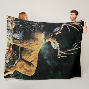 White tailed deer, buck, stag, big antlers/rack fleece blanket