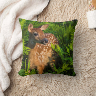 White-tailed Deer Fawn   Minnesota Throw Pillow