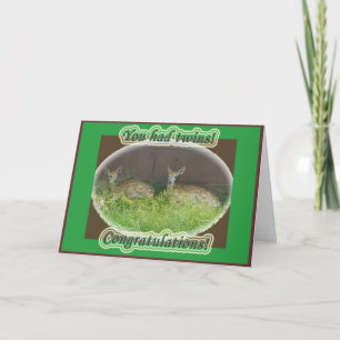 White-Tailed Deer Fawns Twins Congratulations Card