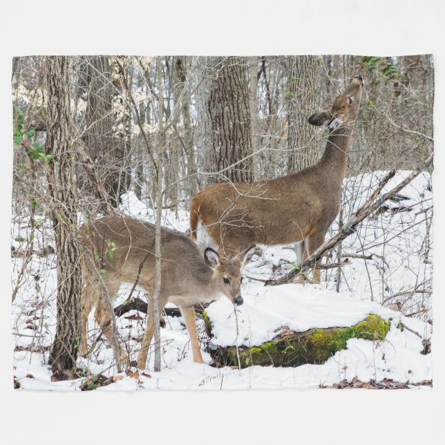 White-Tailed Deer Fleece Blanket (Front (Horizontal))