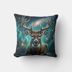 White-Tailed Deer Nebula Throw Pillow