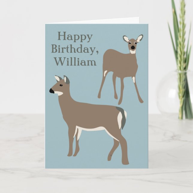 White Tailed Deer Personalized Custom Birthday Card (Front)