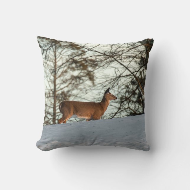 White Tailed Deer Throw Pillow (Front)