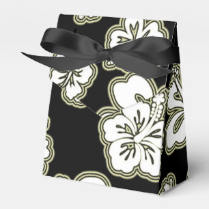White Tan Black Hibiscus Flower Party Favour Box