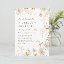 White Tan Floral Modern Christian Bible Wedding