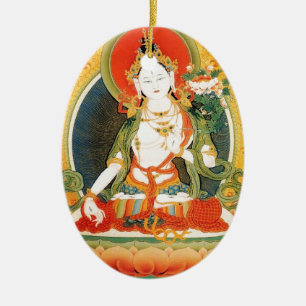 WHITE TARA BUDDHIST DEITY CERAMIC ORNAMENT
