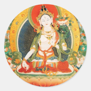 WHITE TARA BUDDHIST DEITY CLASSIC ROUND STICKER