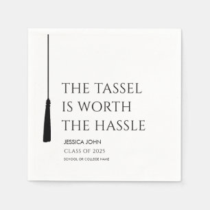 White tassel is worth the hassle funny Graduation  Napkin