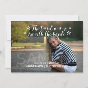White Tassel Worth Hassle Photo Graduation Announcement