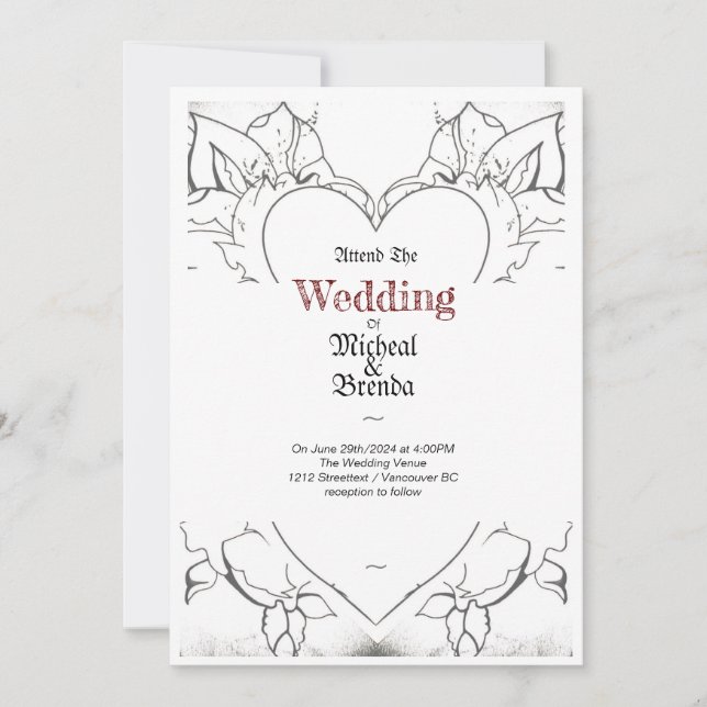 White Tatoo Art Style Invitation (Front)