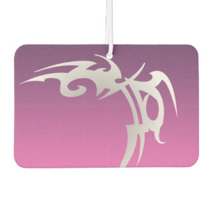 White tattoo print on purple gradient air freshener