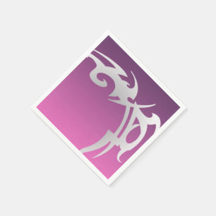 White tattoo print on purple gradient napkin