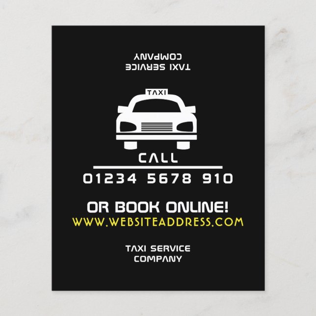 White Taxi Cab Logo with Price List Flyer (Front)