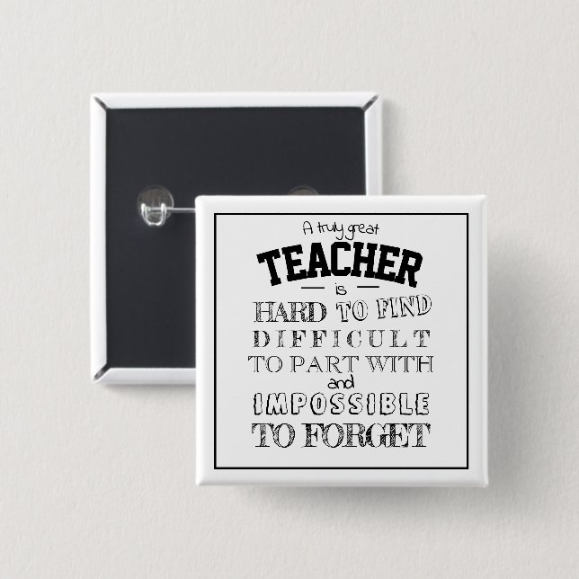 White teacher Thank you Appreciation Gift 2 Inch Square Button (Front & Back)