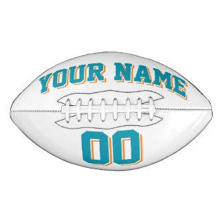 WHITE TEAL AND ORANGE Custom Football
