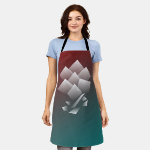 White teal burgundy apron