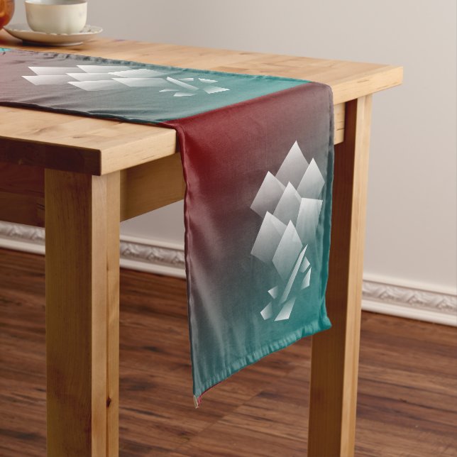 White teal burgundy medium table runner (In Situ)