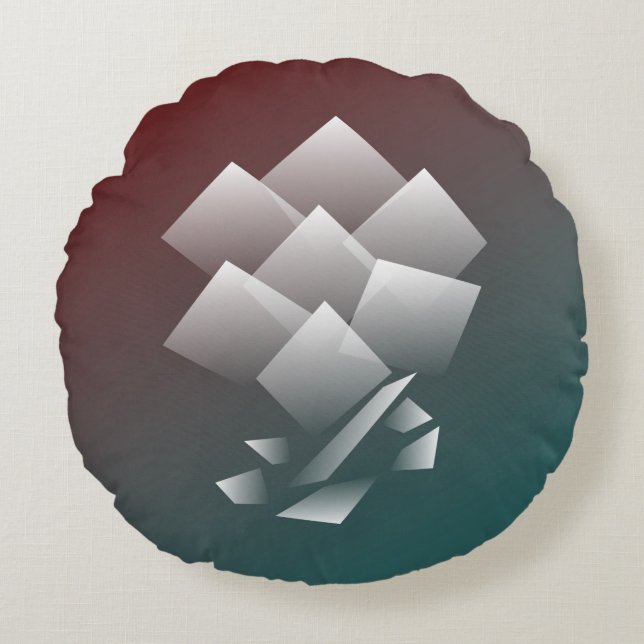 White teal burgundy round pillow (Front)